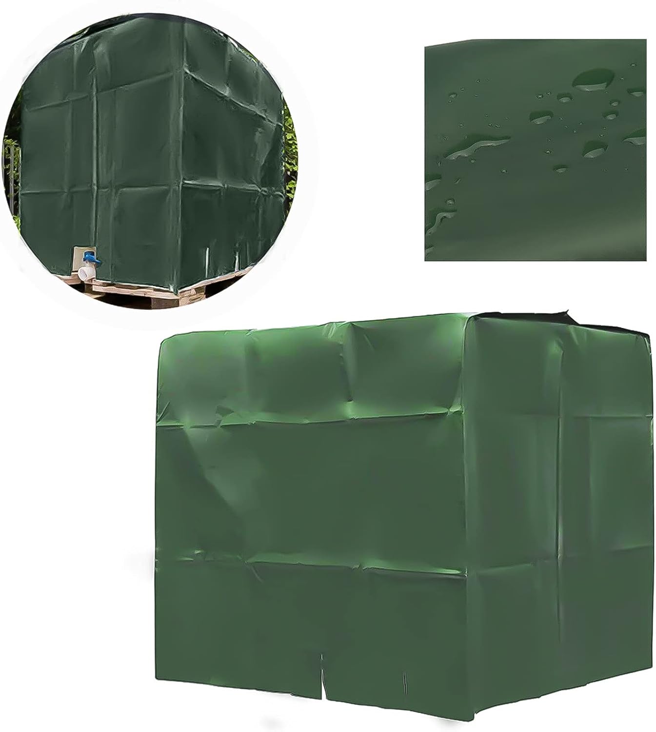 Bâche de réservoir d'eau , Bâche Couverture Réservoir IBC pour Cuve 1000L , Anti-poussière Anti-UV Anti-Pluie , 120x100x116cm (vert) - 3