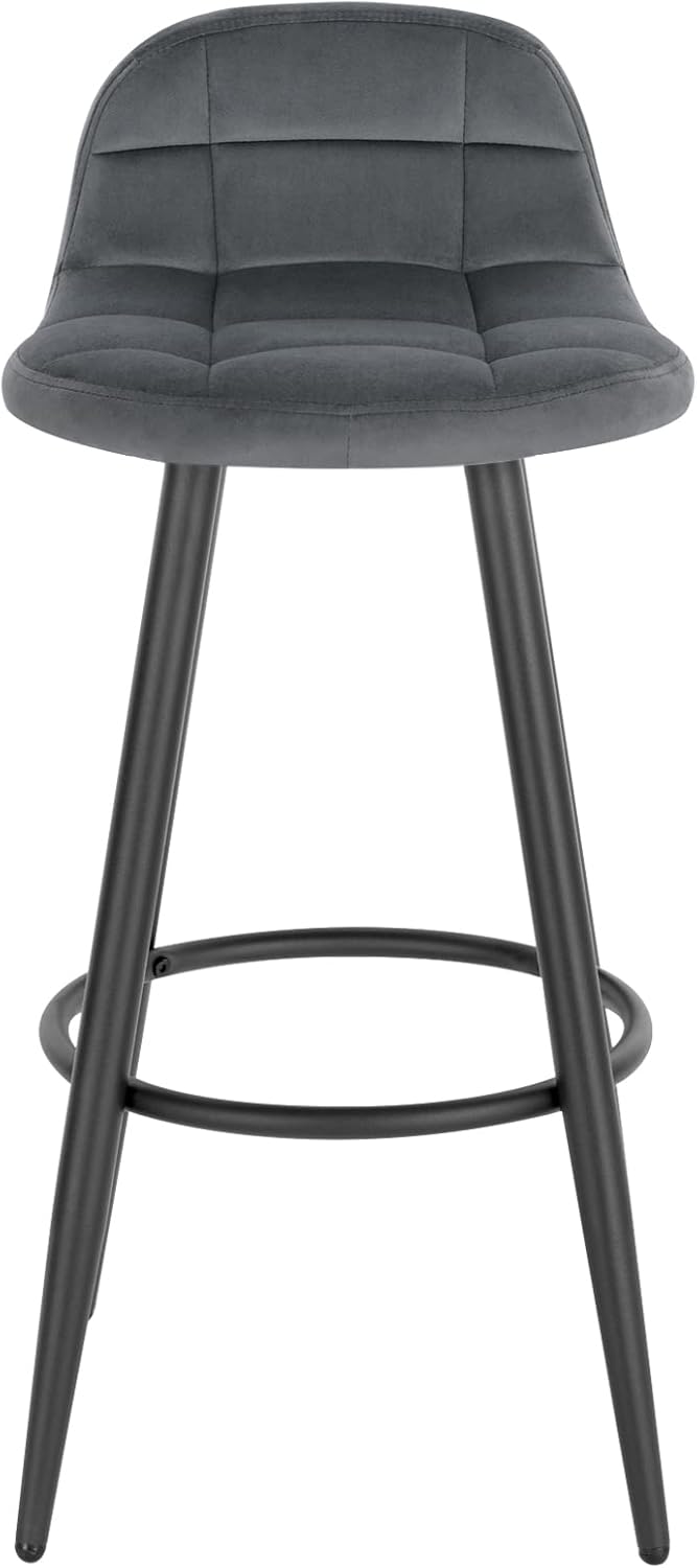 Lot de 2 Tabourets de Bar Modernes WOLTU, Chaise de Cuisine Haute en Velours et Métal, Hauteur d'Assise 70cm, Gris Foncé - 7