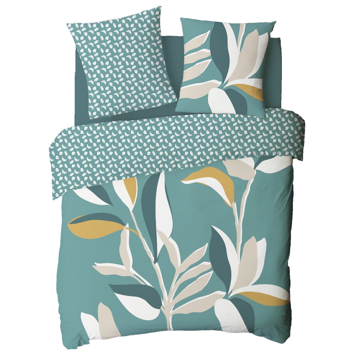 Parure de lit 2 personnes tropical réversible feuilles 260x240cm - 4