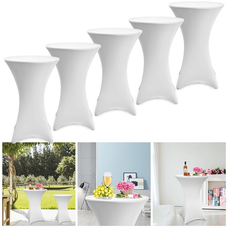 Housse élastique Table Bistrot Lot De 2 Housses élastiques Pour Table Haute Sonnewelt - Blanc - Diamètre 60-65cm - Séchage Rapide Décoration Table Festif