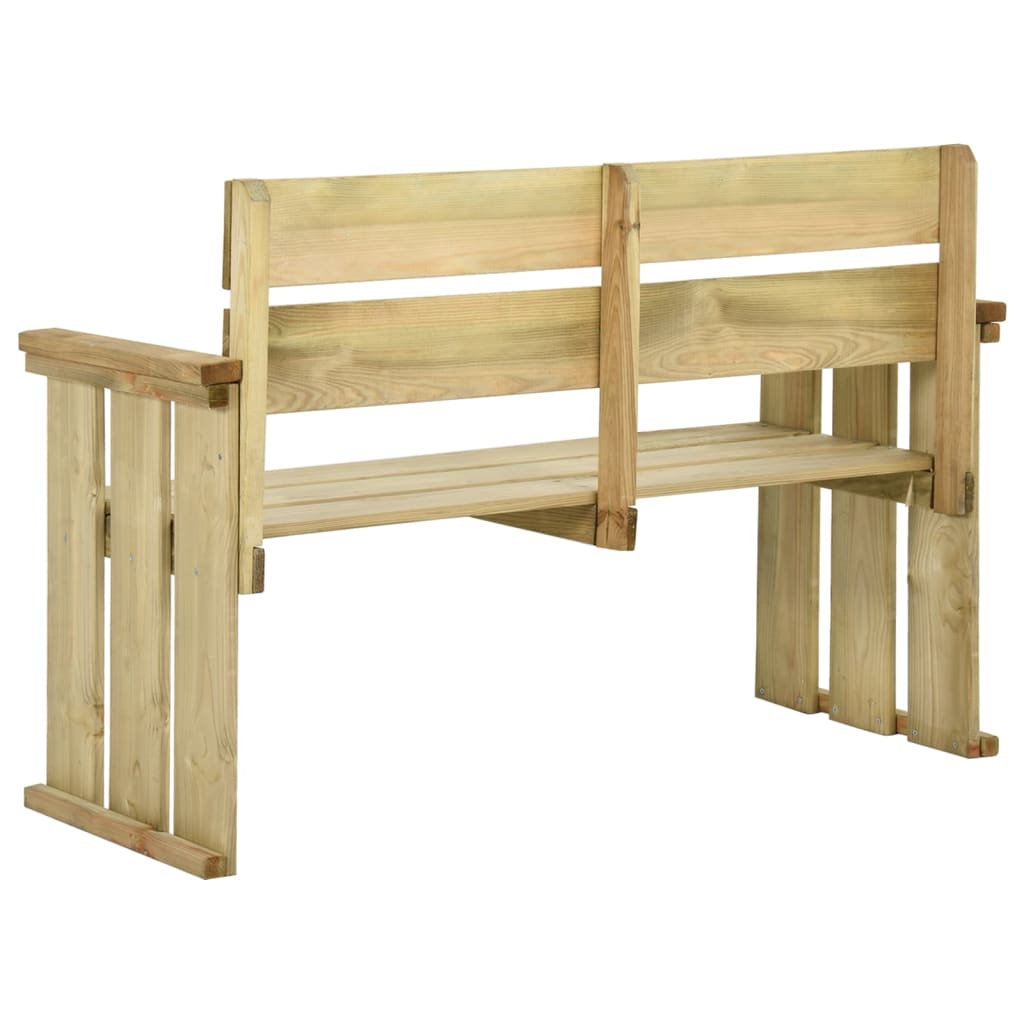 Banc de jardin meuble de patio d'extérieur terrasse 121 cm bois de pin imprégné 02_0011213 - 4
