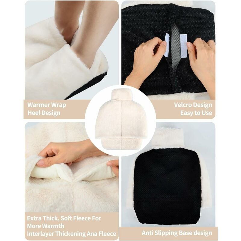 Chauffe Pied,2L Bouillotte Pieds non électrique avec Housse en Peluche Semelle Antidérapante Durable,Chaufferette Pieds Reutilisable - 2