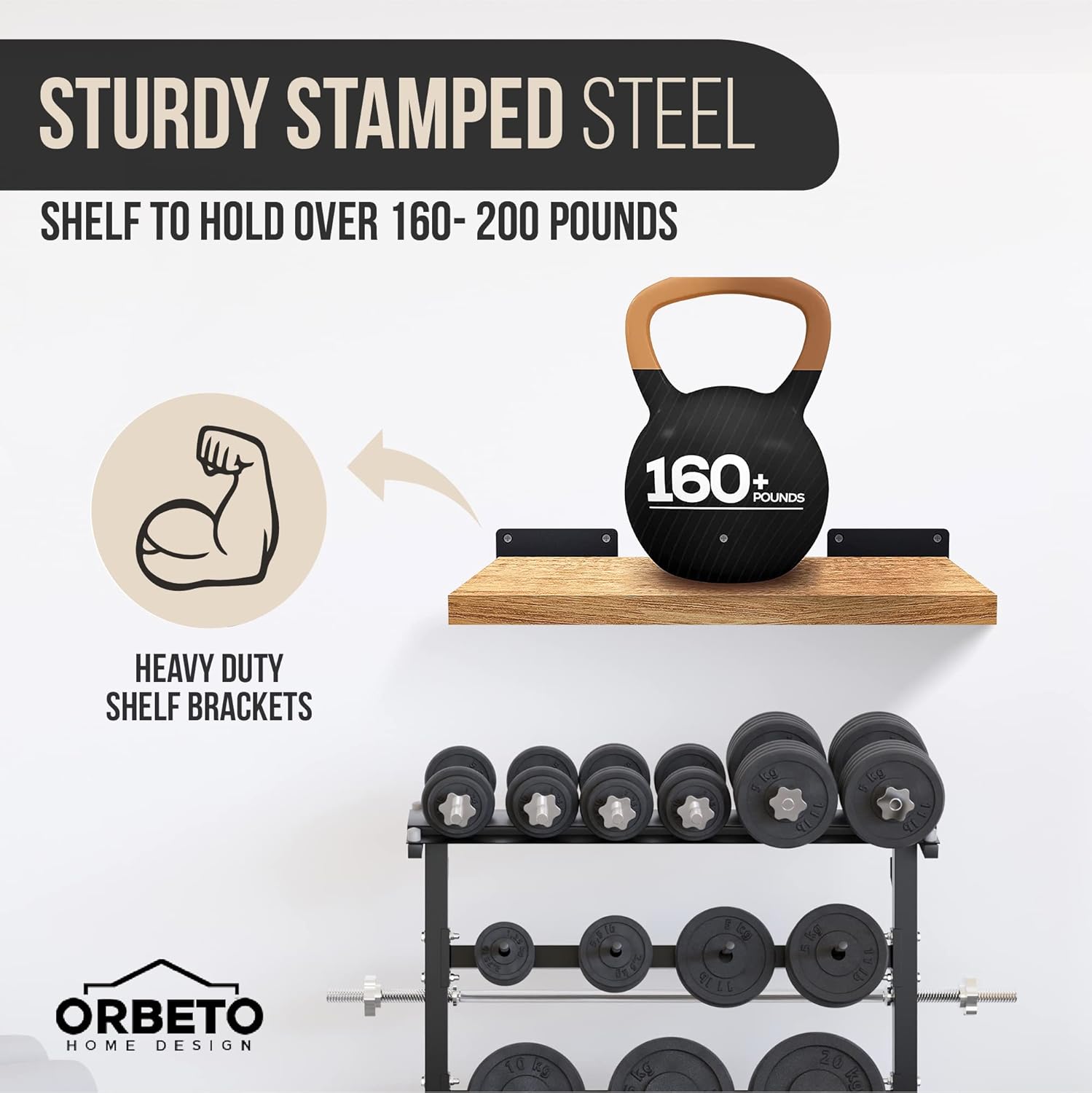 Supports d'étagère robustes (25 cm) en métal noir (épaisseur 5 mm), lot de 2, plus de 72 kg - 7