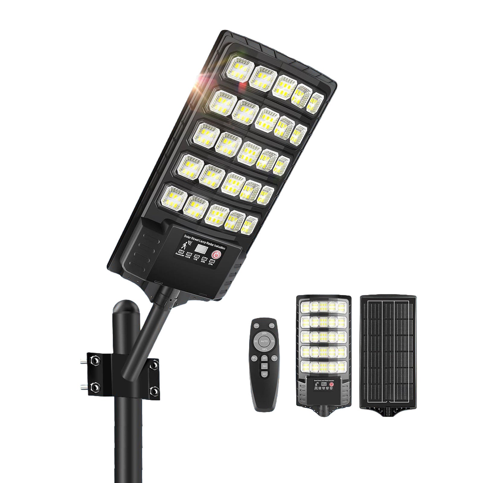 Wodoodporne lampy solarne na zewnątrz, LED 6500 K z czujnikiem ruchu, reflektory solarne z pilotem
