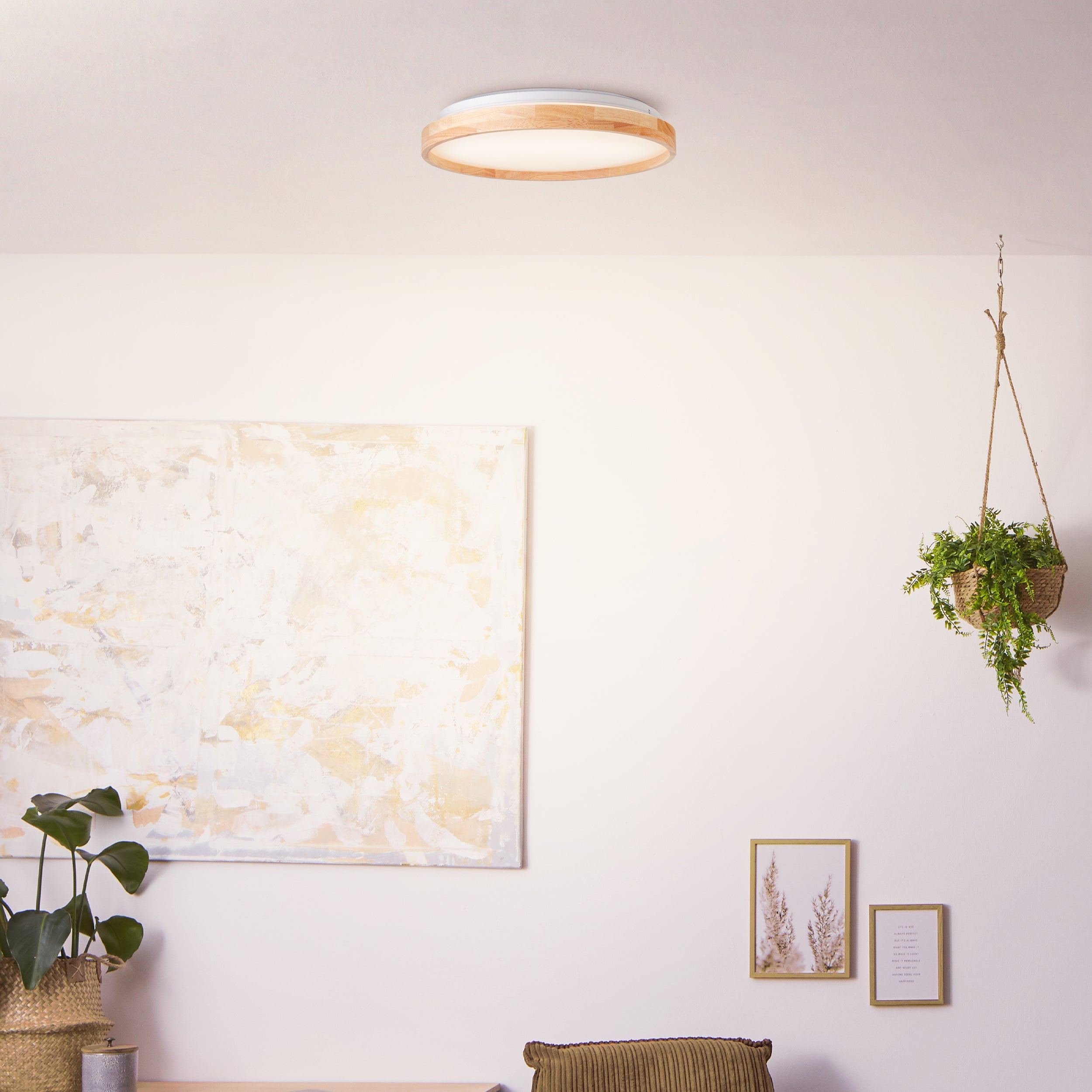 Brilliant Alson LED lampa sufitowa 39cm jasne drewno/biały, metal/drewno/plastik, 1x 26 W LED zintegrowany, (strumień świetlny: 2500lm, barwa światła: - 8