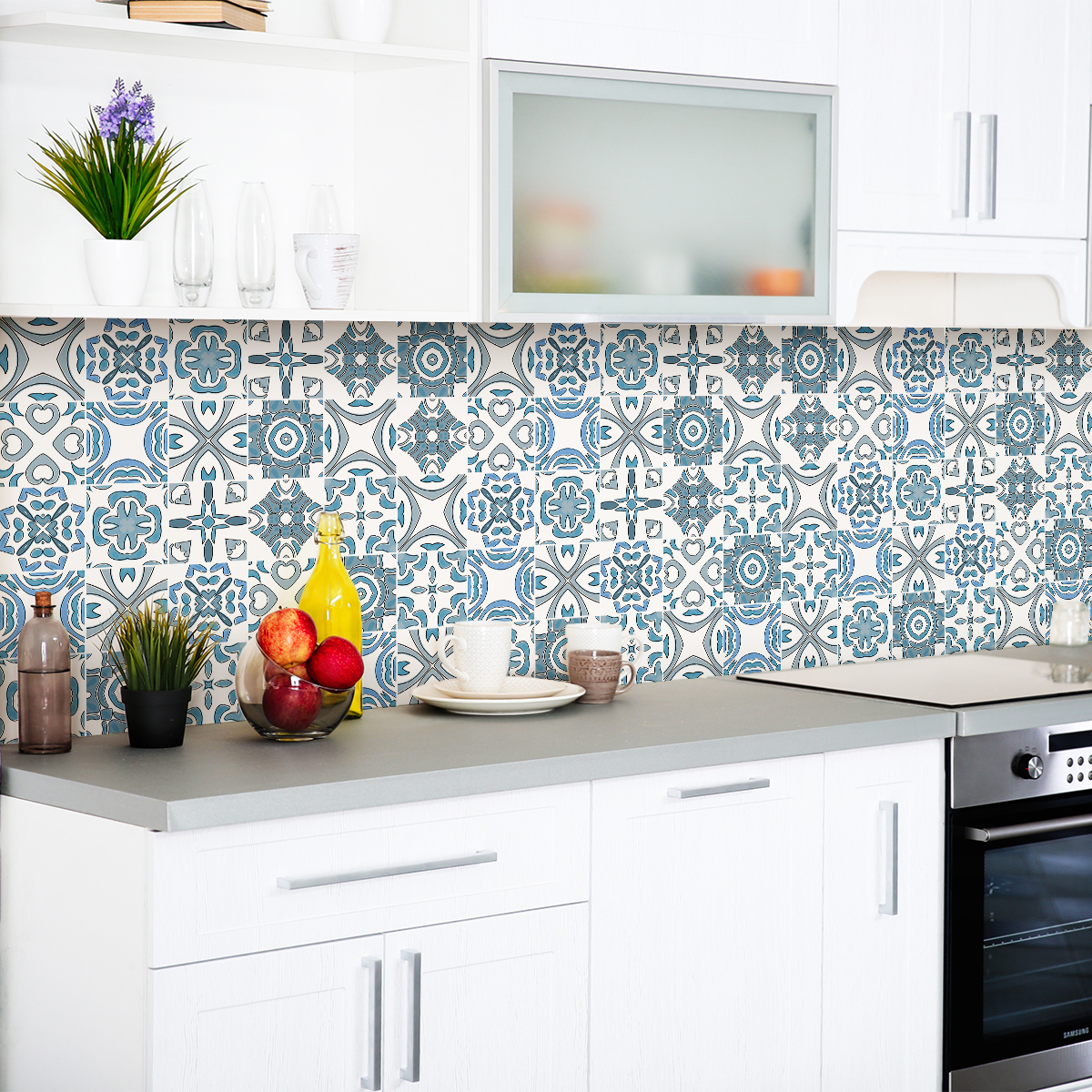 30 vinilo baldosas azulejos albertino - adhesivo de pared - revestimiento sticker mural decorativo - 30stickers15x15cm