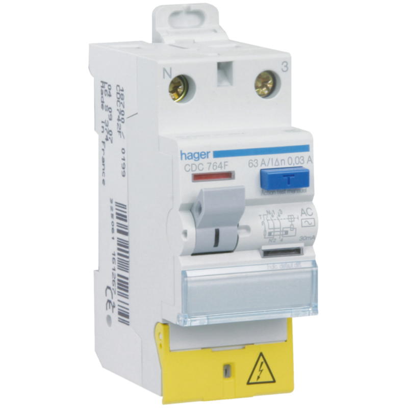 Interrupteur Différentiel Hager CDC125F AC – 2P 25A 30mA, Bornes Décalées, Type AC, Neuf