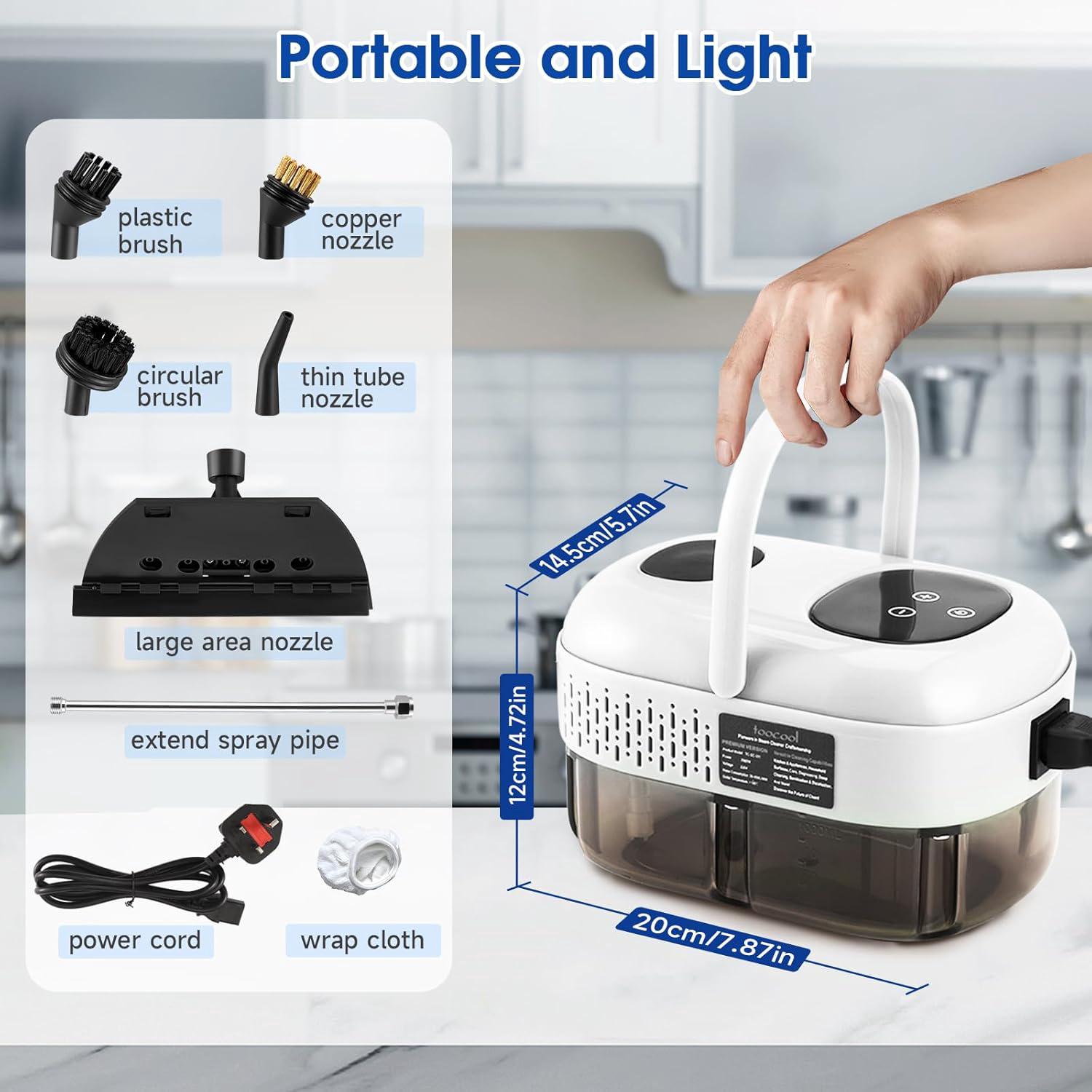Nettoyeur vapeur portable haute pression 2500W 1100ML, avec 3 têtes de brosse, manuel multifonctionnel, adapté aux cuisines. - 4