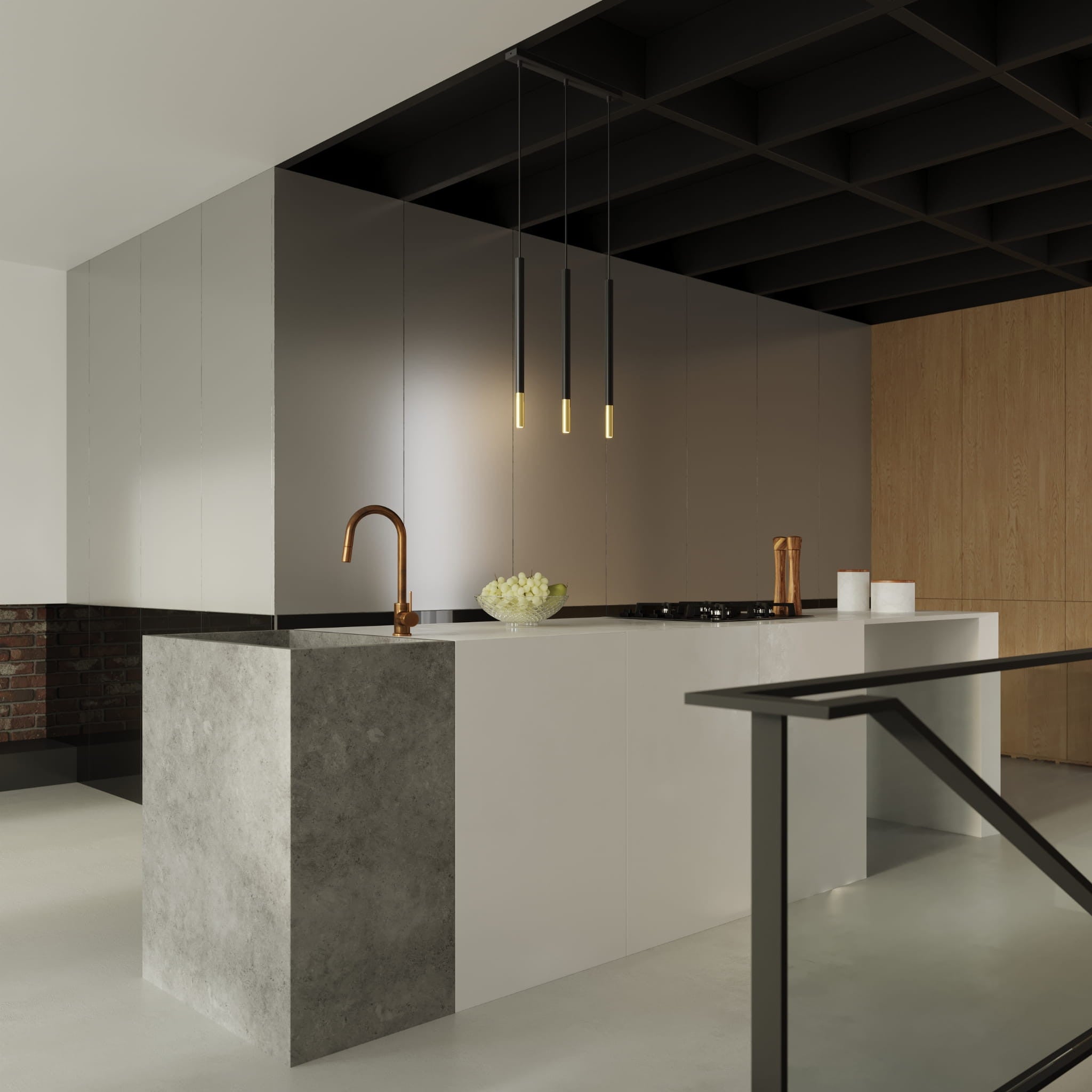 Lampa sufitowa wisząca Mozaica czarna-złoto 1xG9x12W wym: 100 x 8 x 8 cm metal Sollux Lighting - 7