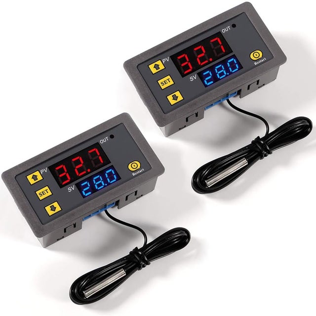 2 Pièces Régulateur de température numérique W3230 AC 110 V-220 V, interrupteur de commande de thermostat à affichage LED 20 A avec sonde de capteurs