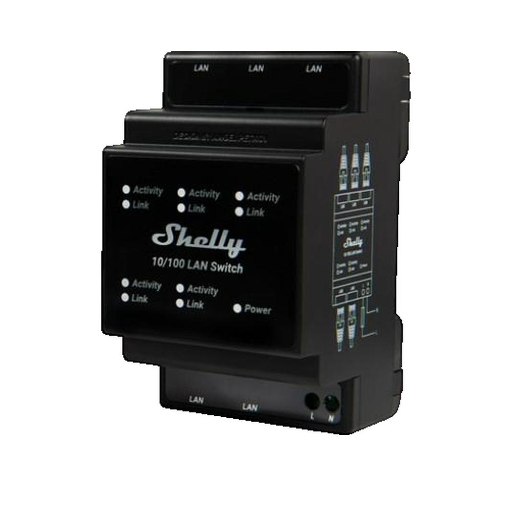 Inteligentny przełącznik Shelly Hutschiene Switch LAN 5-portowy 10/100 Mbit