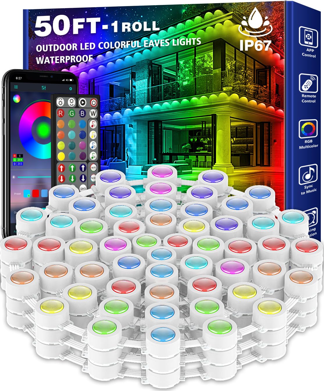 Guirlande LED Intelligente 10M Avec Télécommande USB + RGB IP65