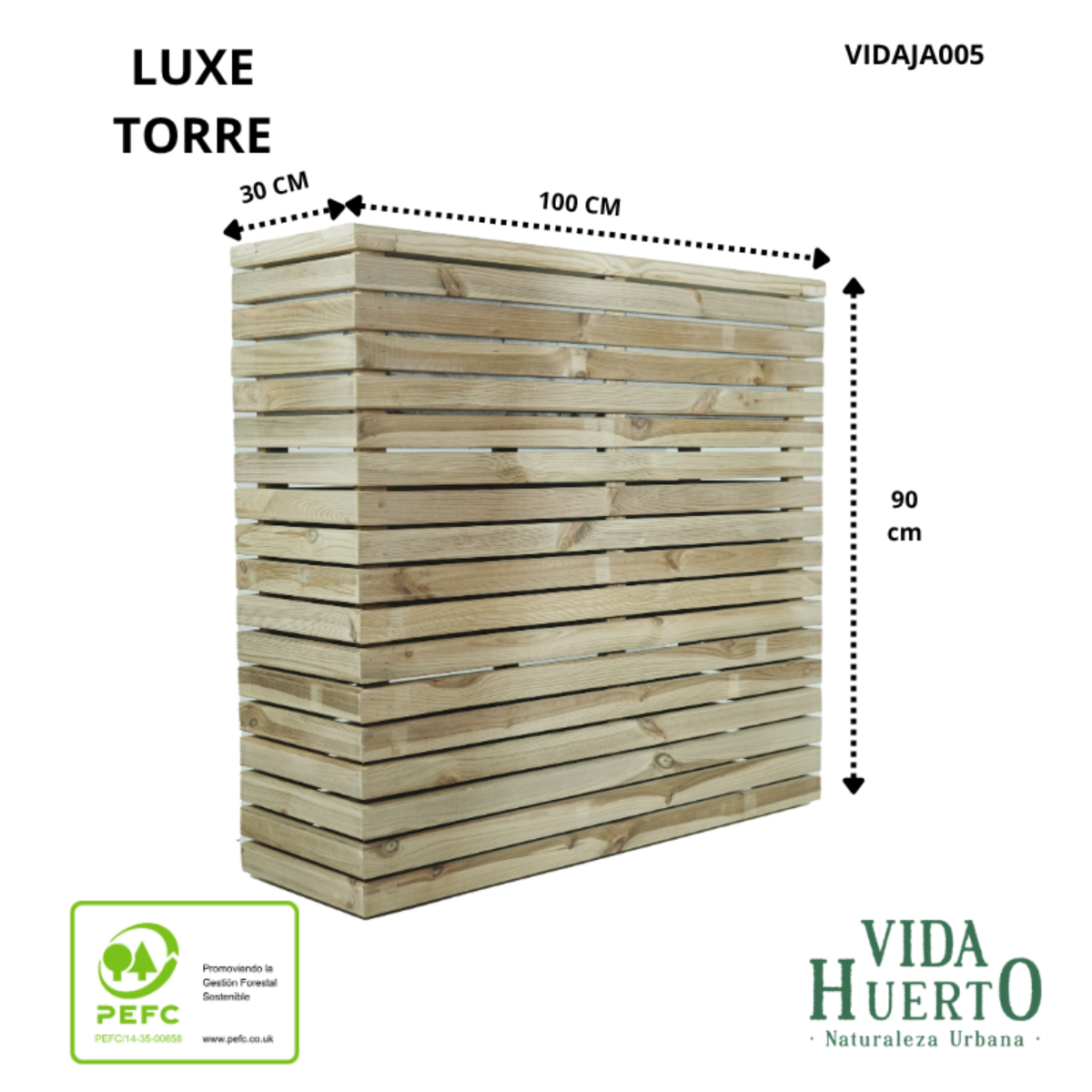 Jardinière LUXE TORRE en Bois Traité VidaHuerto 100x30x90 cm - 5