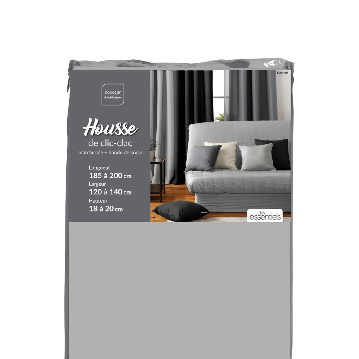 Housse de clic-clac matelassée - Gris clair - 140x200 cm - Polyester - 5
