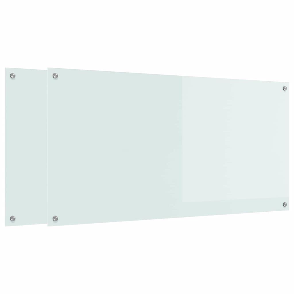 vidaXL Crédence de cuisine 2 pc Blanc 120 x 60 cm verre trempé - 2