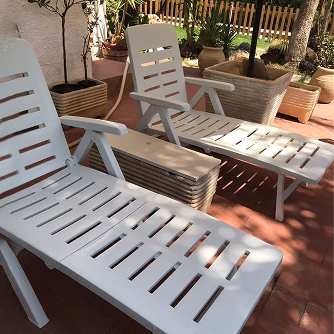 Lettino Sdraio da Giardino Reclinabile e Pieghevole in Resina con