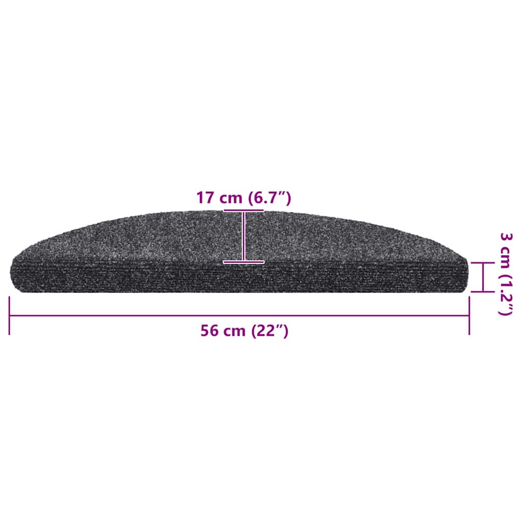 vidaXL Tapis d'escalier autocollants 20 pièces 56 x 17 x 3 cm Gris foncé Demi-rond - 7