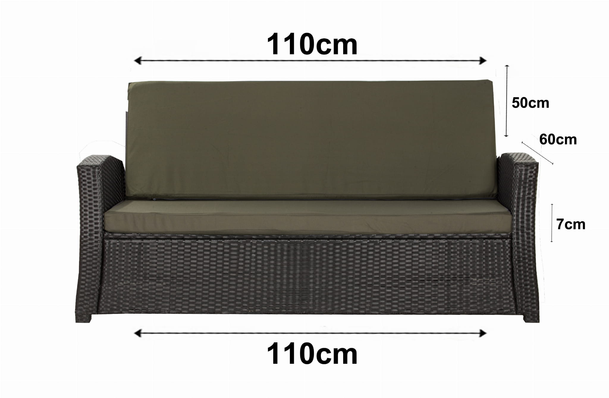 Coussins de canapé meubles de jardin en résine tressée Vert, Coussins balançoire d'extérieur 110x60x50cm Coussin pour banquette 2 places-Slim - 3