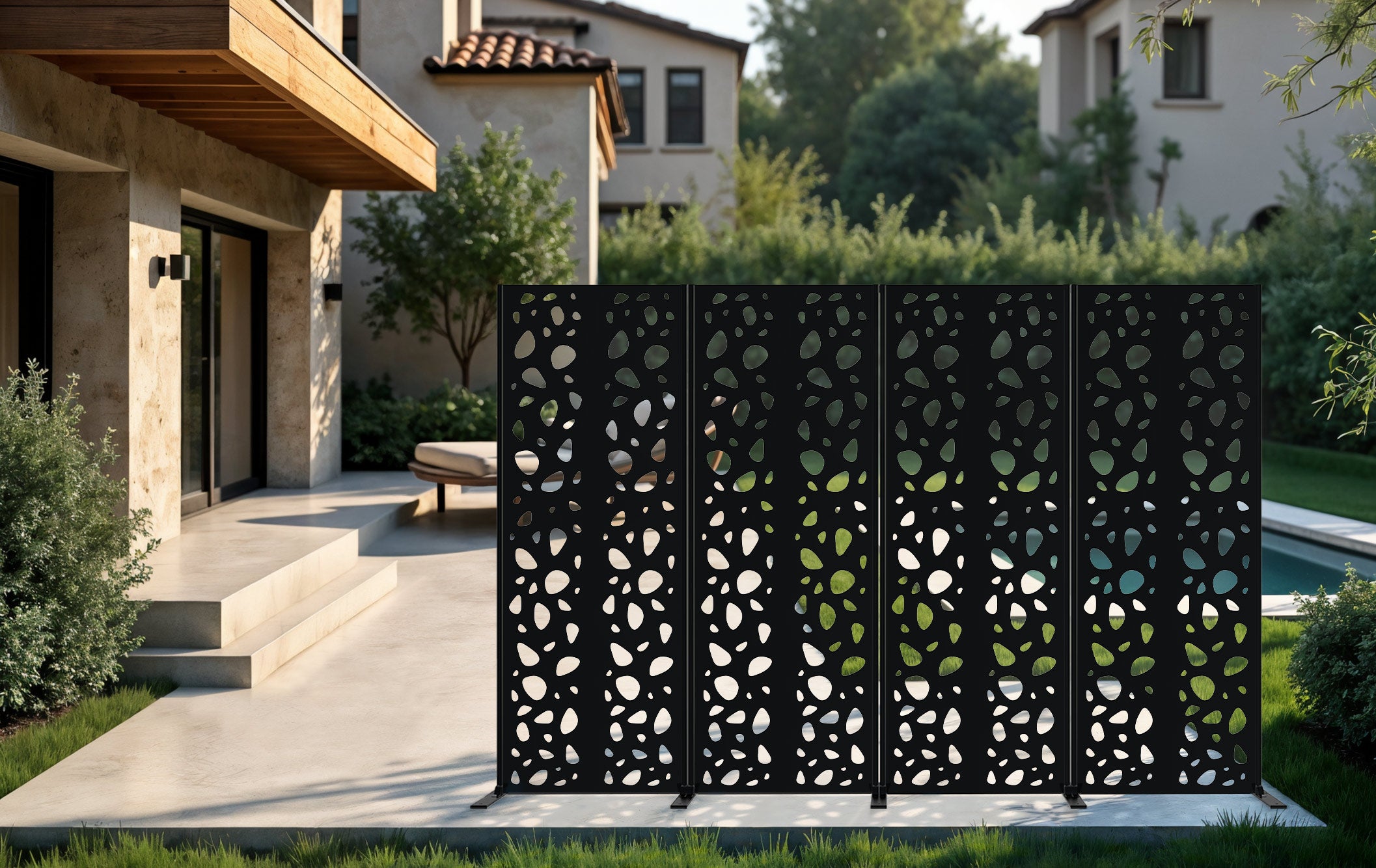 Lot de 3 panneaux décoratifs SUNNY Noir H.160cm motifs sur les côtés - 4