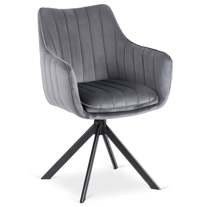 Krzesło Obrotowe Kubełkowe Welurowe Do Jadalni Salonu Szary MUMBAI