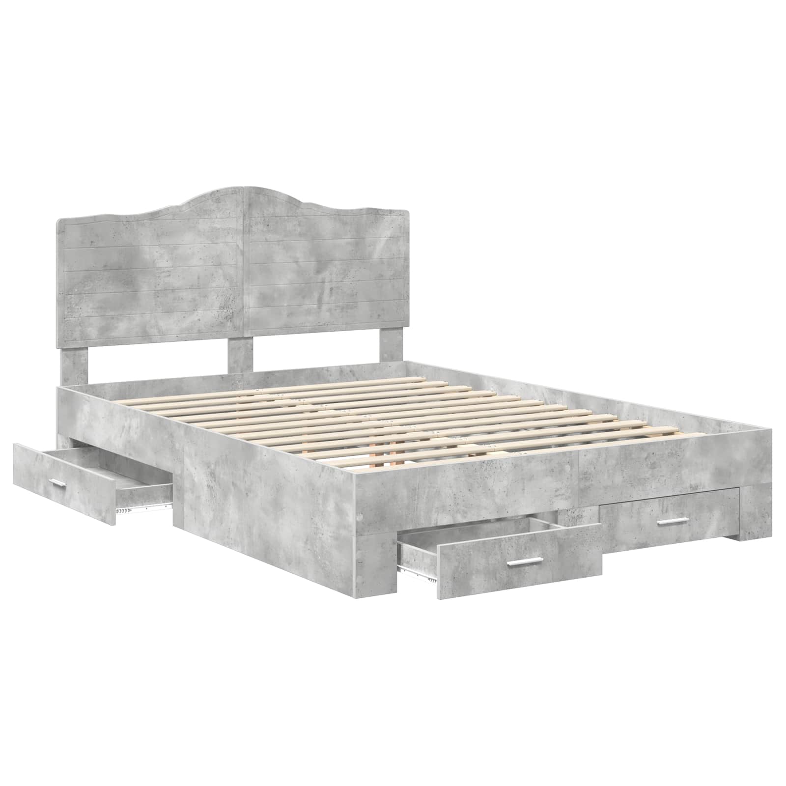 Cadre de lit gris béton 140 x 190 cm en panneau de bois - 5