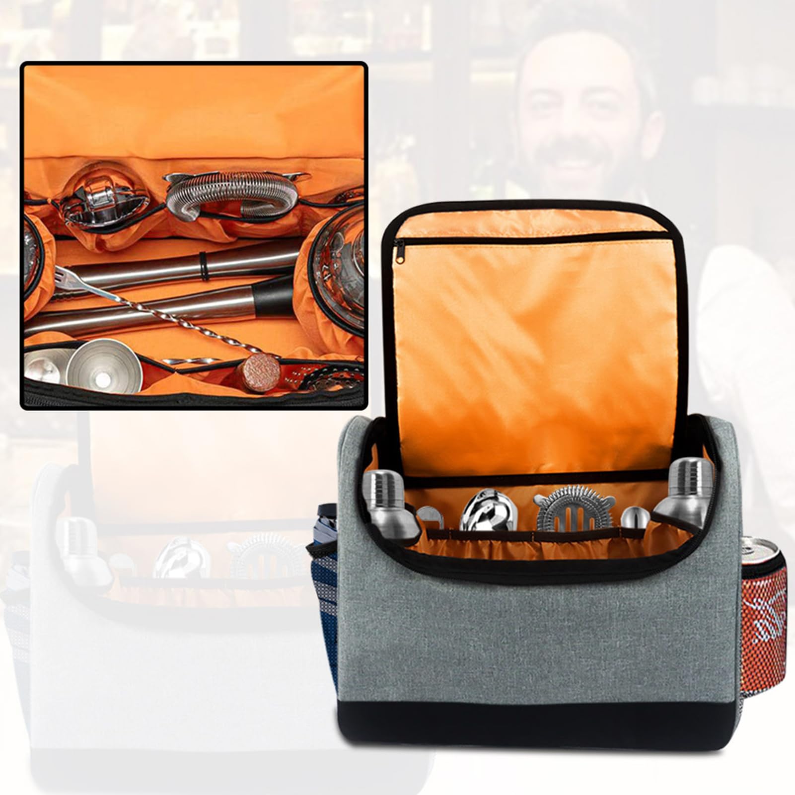 Sac De Transport Pour Barman – Trousse De Voyage Avec Poches, Protection Renforcée | Idéal Cocktails à Domicile Ou En Déplacement - 4