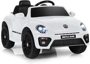 Volkswagen Beetle Voiture Électrique 12V Enfants avec Télécommande 2,4G,Charge 30kg Blanc