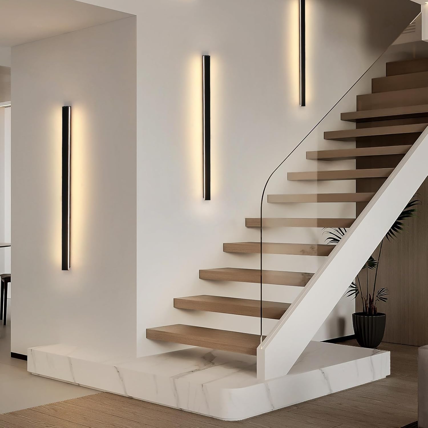 NETTLIFE Kinkiet LED Nowoczesny 80cm 27W Czarny, Lampa Ścienna Design Góra-Dół Ciepła Biel 3000K do Salonu Sypialni Przedpokoju Schodów - 6