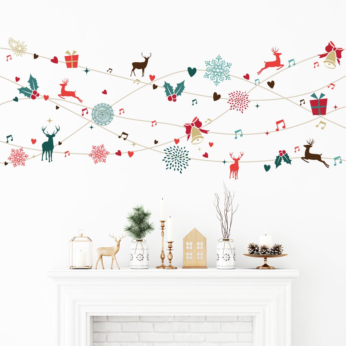 Vinilo navidad guirnalda de navidad design - adhesivo de pared - revestimiento sticker mural decorativo - 40x95cm