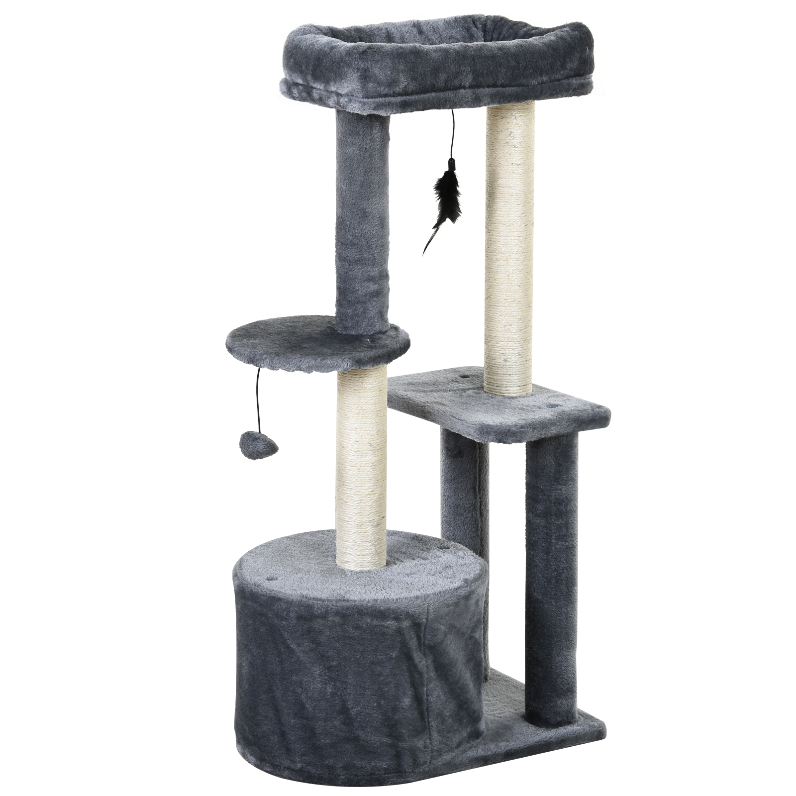 Albero Tiragraffi Per Gatti PawHut - Con Casetta, Lettino E Piattaforme 133cm - Foto 6