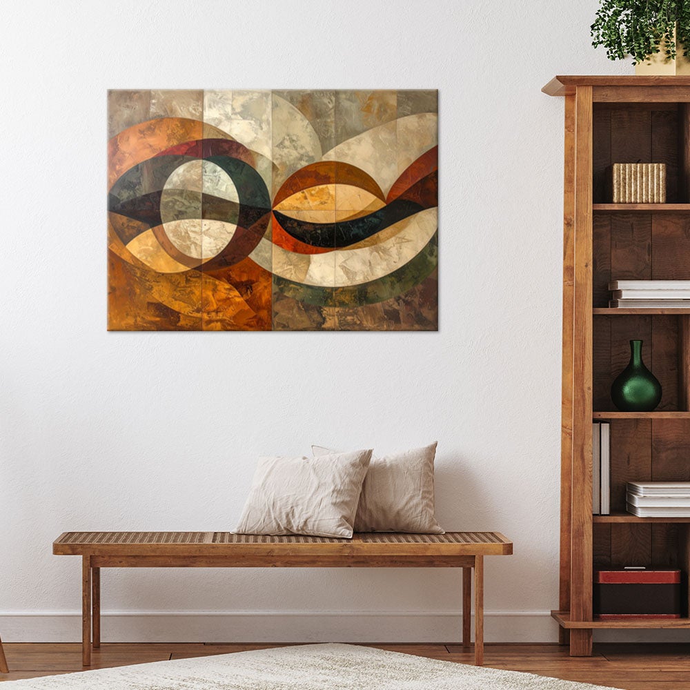 Obraz do salonu sypialni biura loftu, Abstrakcja geometryczna w beżowo brązowych kolorach 120x80 - 2