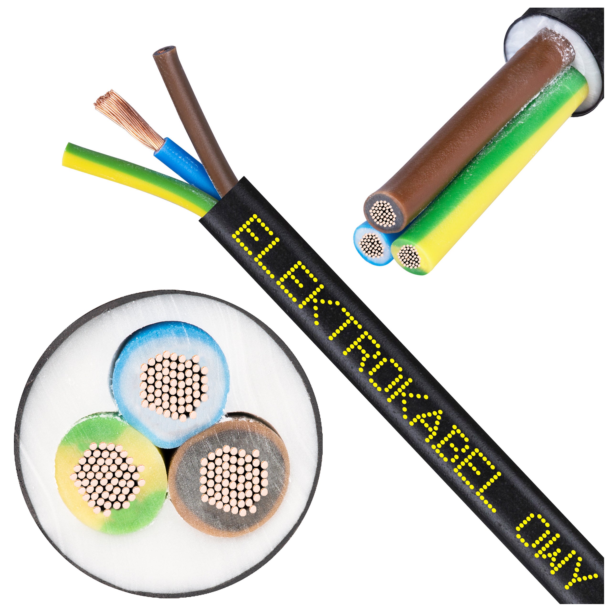 Kabel warsztatowy OWY / H05VV-F 3x2,5mm2 czarny 300/500V giętki linka Elektrokabel 100m