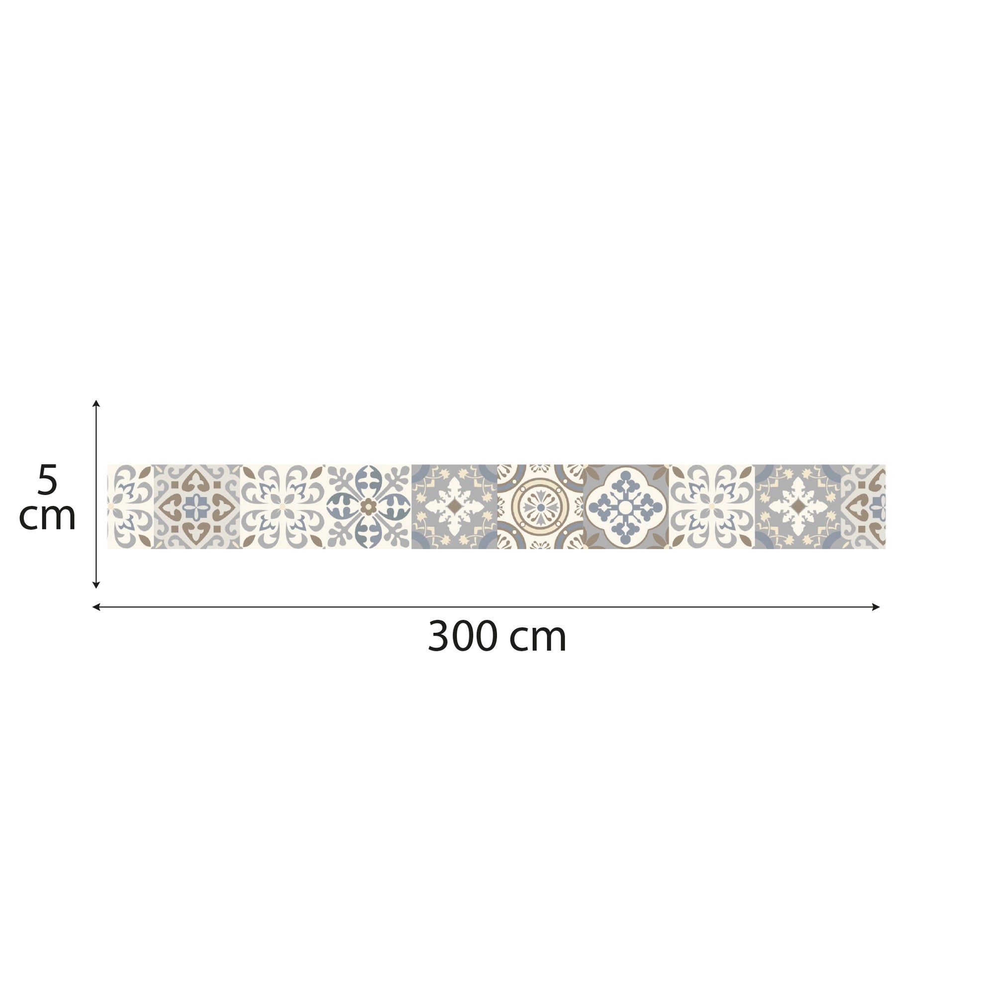 Friso adhesivo decorativo, motivo de baldosas hidráulicas estilo antiguo de Borgatella, 5 cm x 300 cm - 5