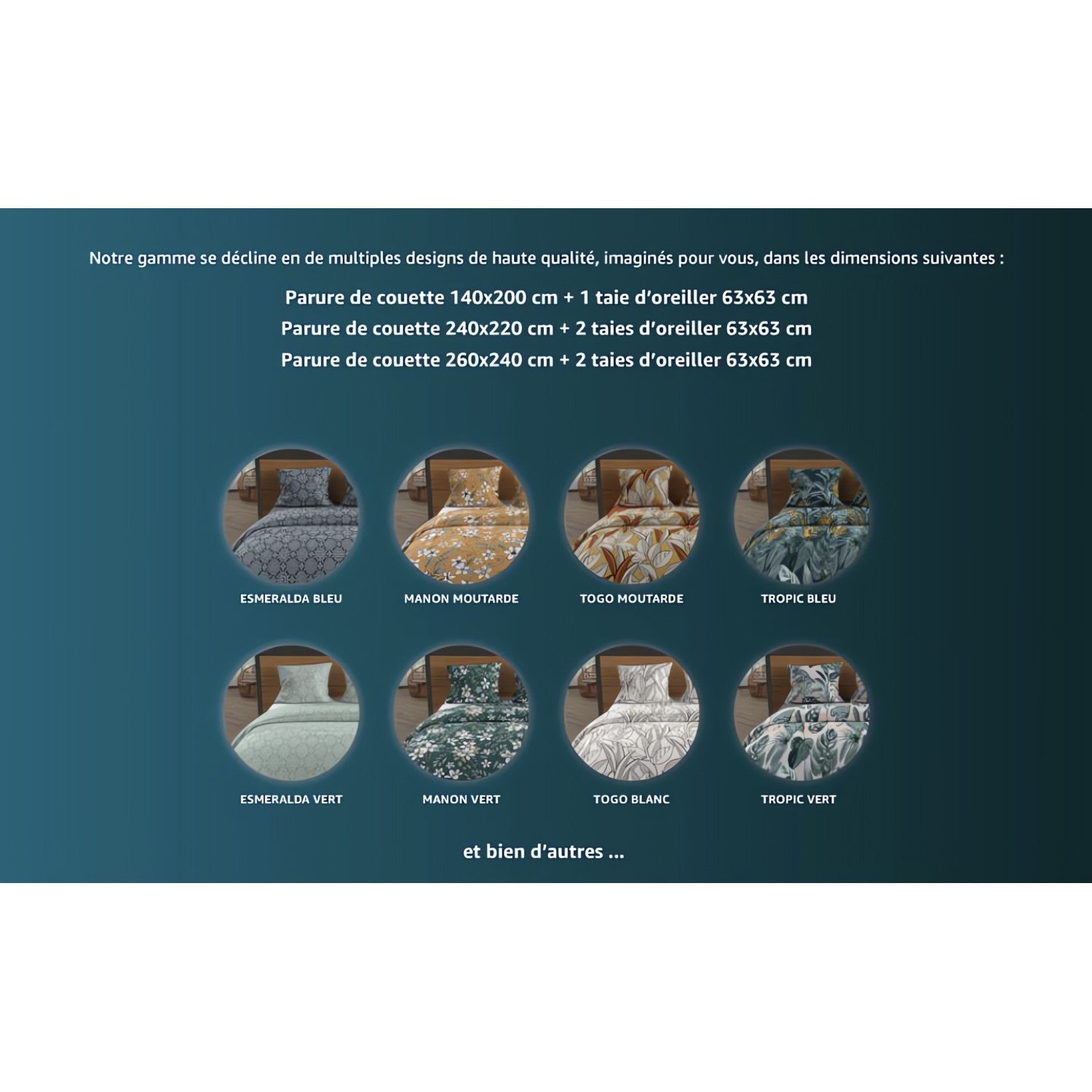 Parure housse de couette en coton 57 fils 260x240 cm TIGRE sable, par Soleil d'ocre - 4