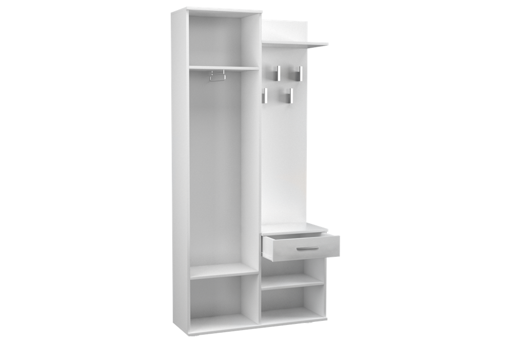 Vestiaire d'entrée complète avec deux armoires et porte-manteau mural&nbsp;UNO blanc mat meuble d'entrée 180 cm&nbsp; - 3