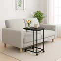 Relaxdays Table D'Appoint En C à Glisser Métal Aspect Bois - Table Canapé Lit 60x30x45cm Noir/Marron