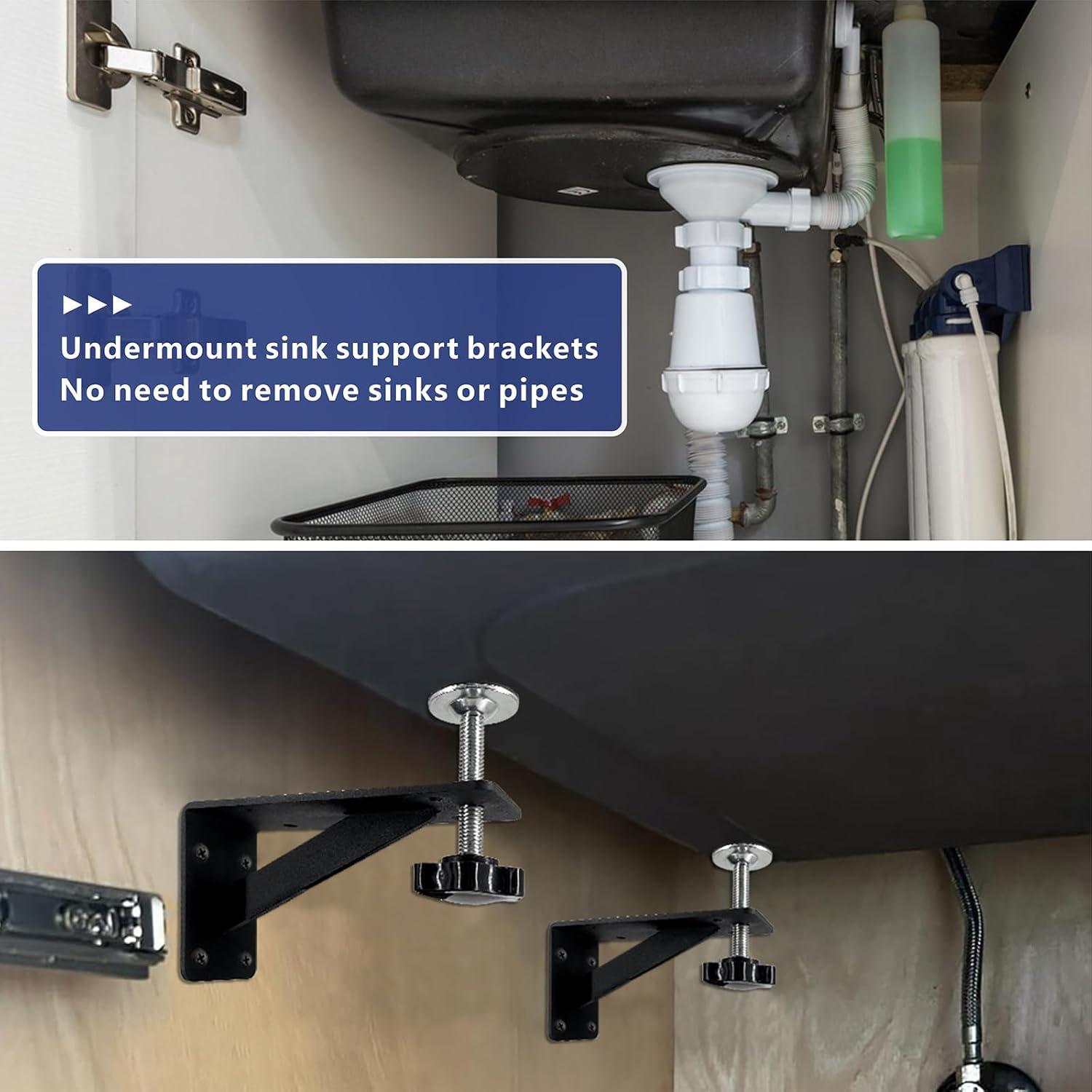 Lot de 4 supports évier sous-plan, kit réparation fixation cuisine - 5