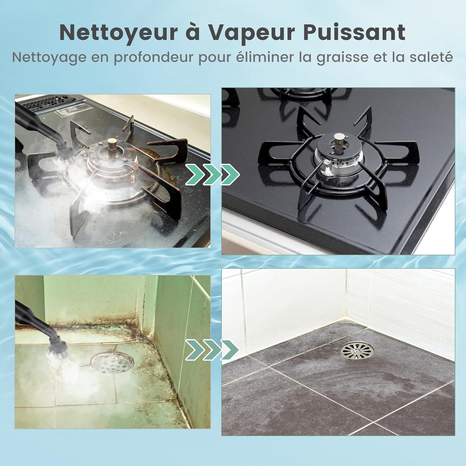 Ręczny Odkurzacz Parowy 1400 W, Zbiornik 400 ml, Blokada Bezpieczeństwa, Temperatura 125 °C, Przenośny Odkurzacz Parowy z 14 Akcesoriami, Kolor Żółty - 4