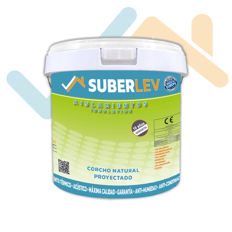 Corcho Proyectado Fino SUBERLEV Aislante Natural Interior Fachadas Térmico Decorativo 12Kg CP-27 (10 Años Garantía) - 9