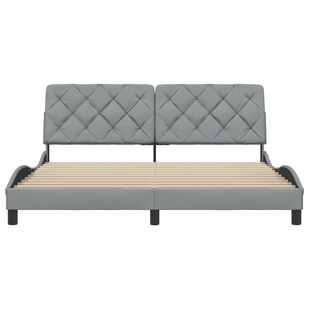 Cadre de lit sans matelas gris clair 180 x 200 cm en tissu - 5