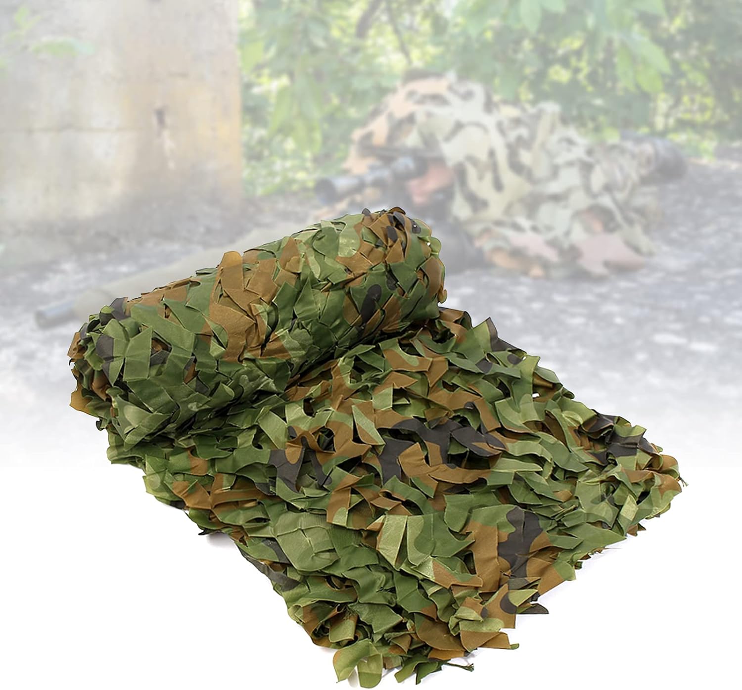 Siatka maskująca Filet Camouflage 3x5 m – Dekoracja zewnętrzna, kryjówka na polowania, wytrzymała do aktywności na świeżym powietrzu, lekka i solidna