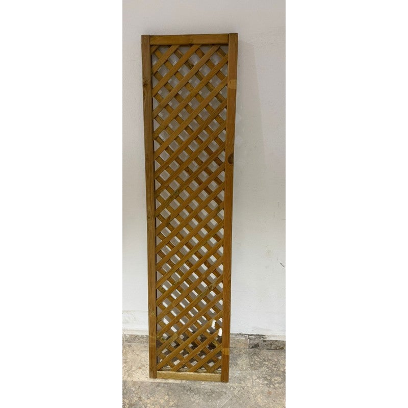 Panneau treillis en bois 50x180 cm, carrés de 9 cm. Panneau de bois décoratif, Séparation des espaces, Décoration de jardin - 3