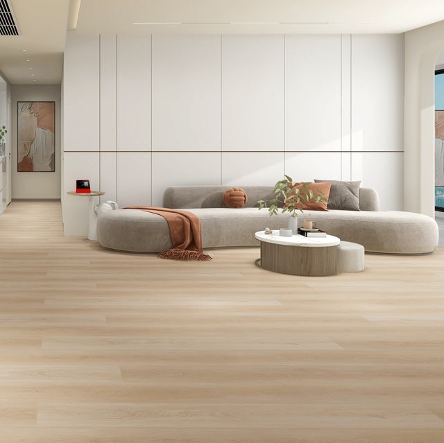 Sol PVC - Lames PVC clipsable avec sous couche intégrée- GARANTIE 20 ans -Ep. 5,5 mm- Bois clair - Dimensions L 122 cm x l 23 cm