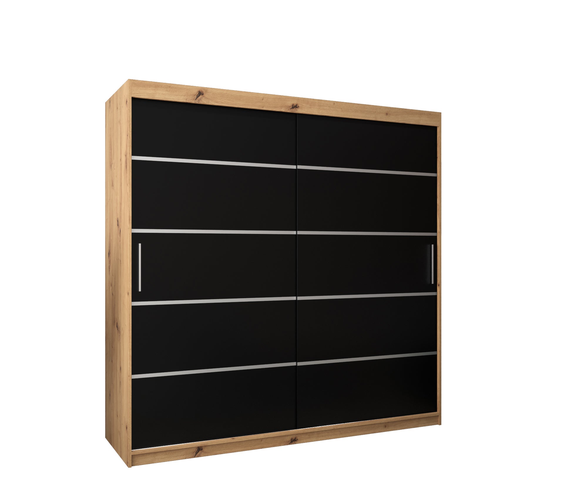 Szafa przesuwna garderoba Verona 1 200 x 62 x 200 cm Artisan + Czarny - Abiks Meble