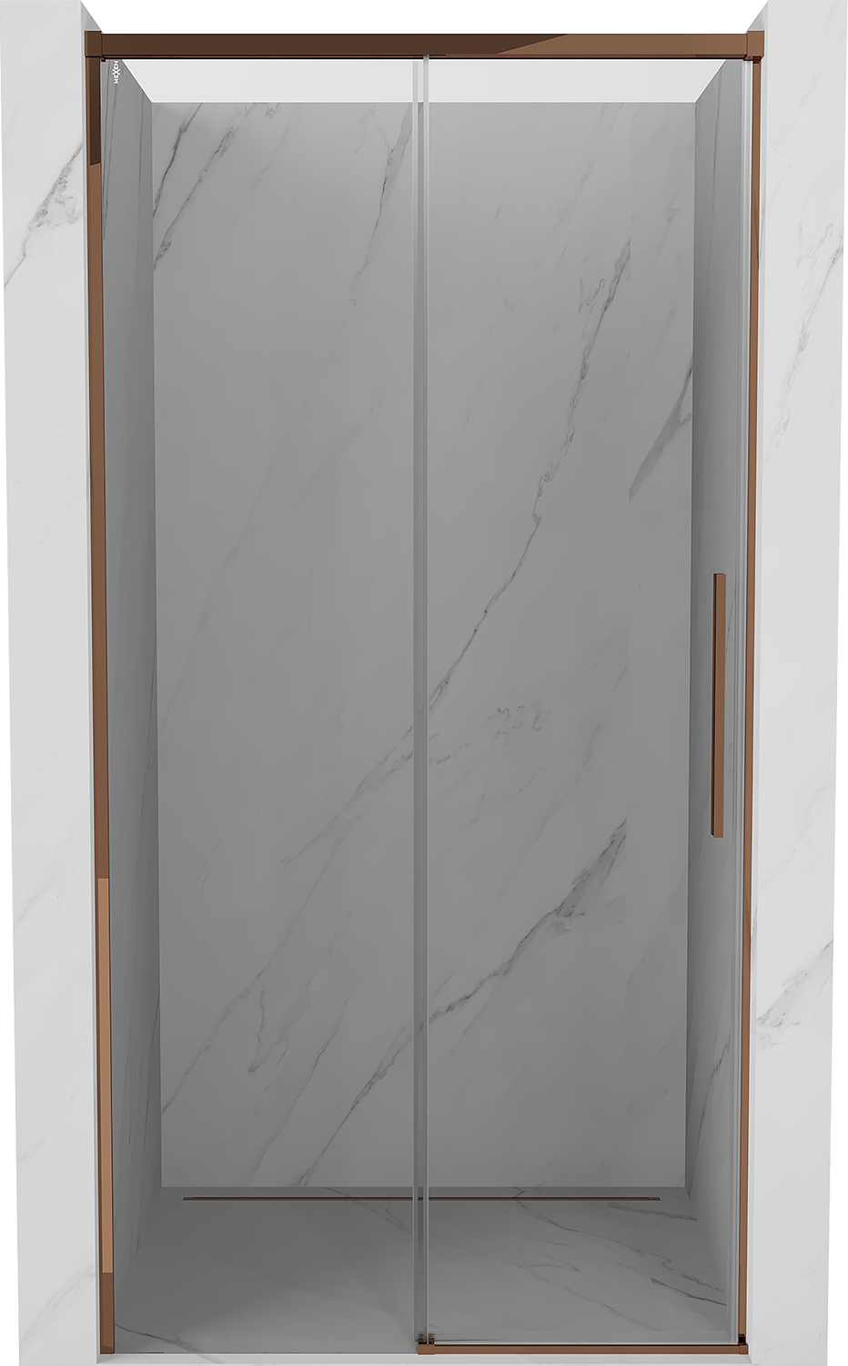 Mexen Rox drzwi prysznicowe rozsuwane 115 cm, transparent, różowe złoto - 8C2-115-000-60-00