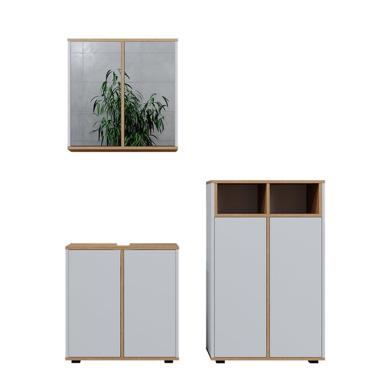 Vicco Zestaw mebli łazienkowych Didi, Biały/Artystyczny, 3 części, jednostka midi z 2 drzwiami