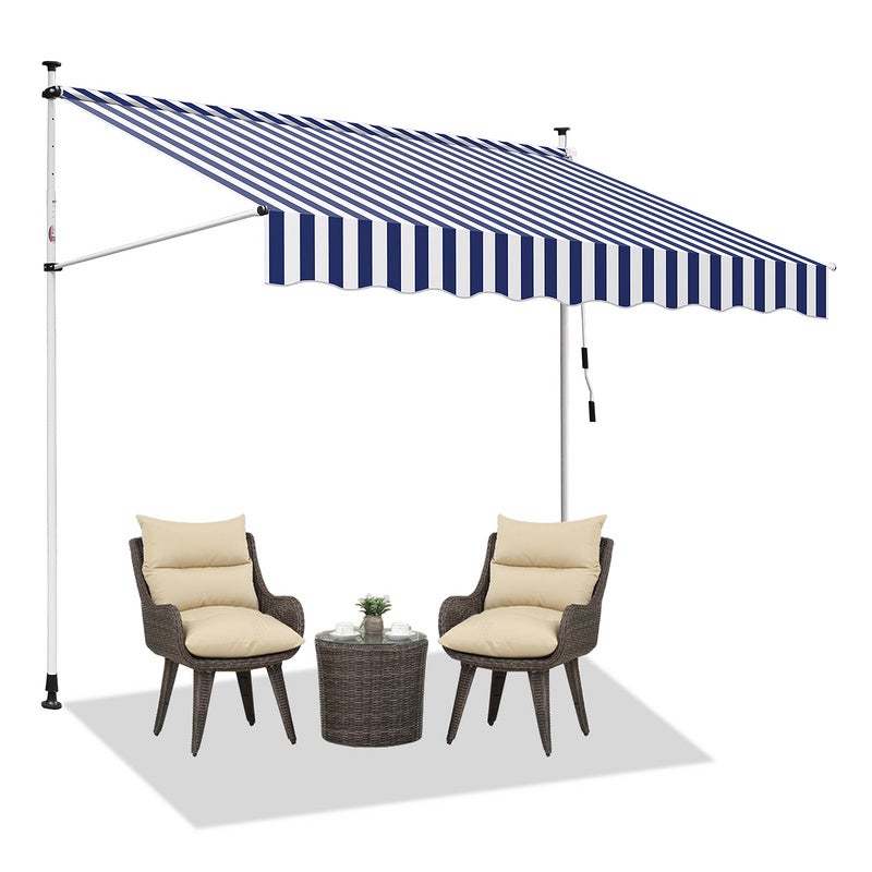 Parasol Extérieur Carré 2x2 M - Toile Polyester, Inclinaison Réglable, Poteau Démontable, Couleur Café