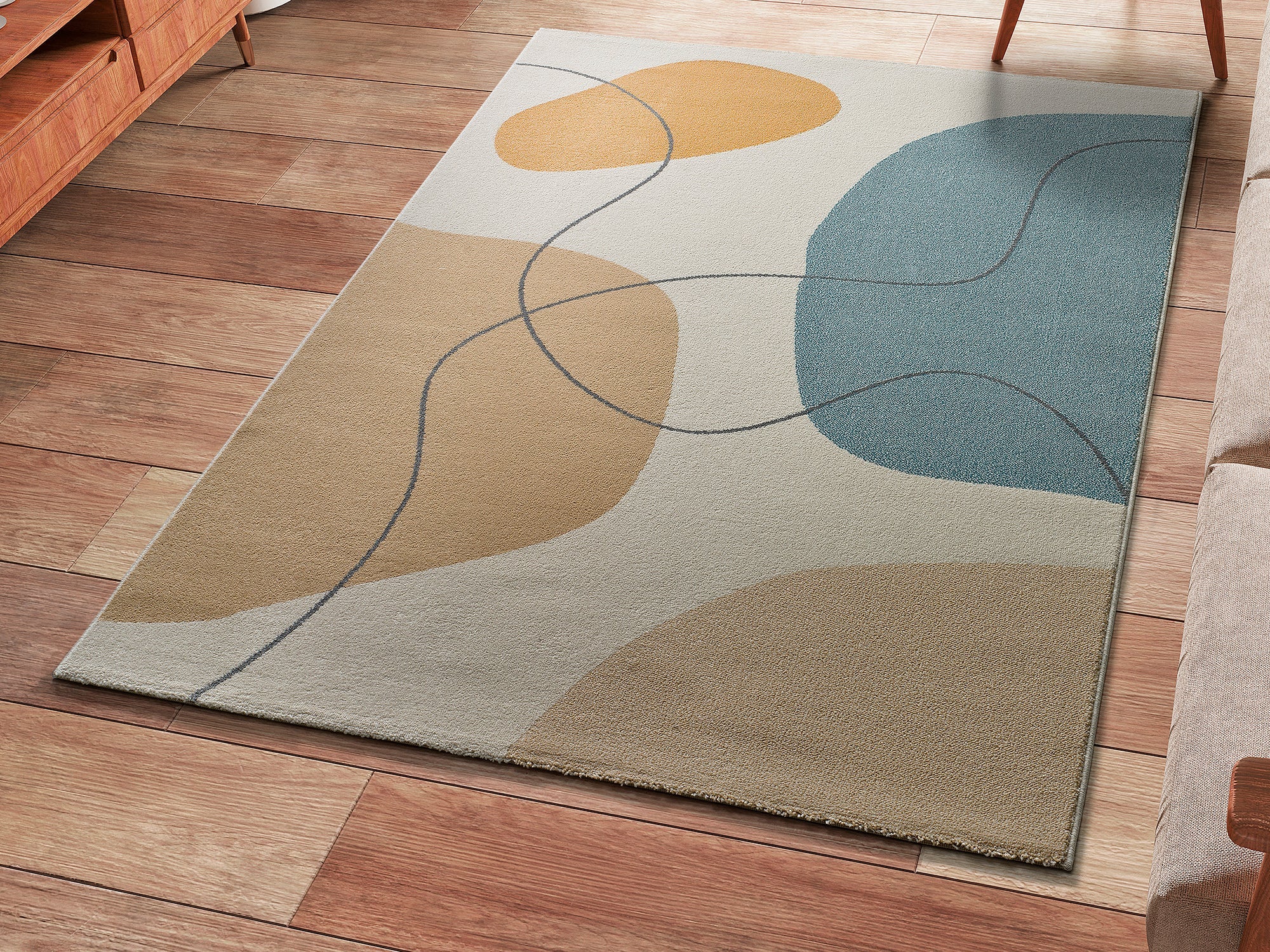 Tapis intérieur multicolore rectangulaire l.140 x L.200 cm NEW YORK formes organiques - ATTICGO - 6