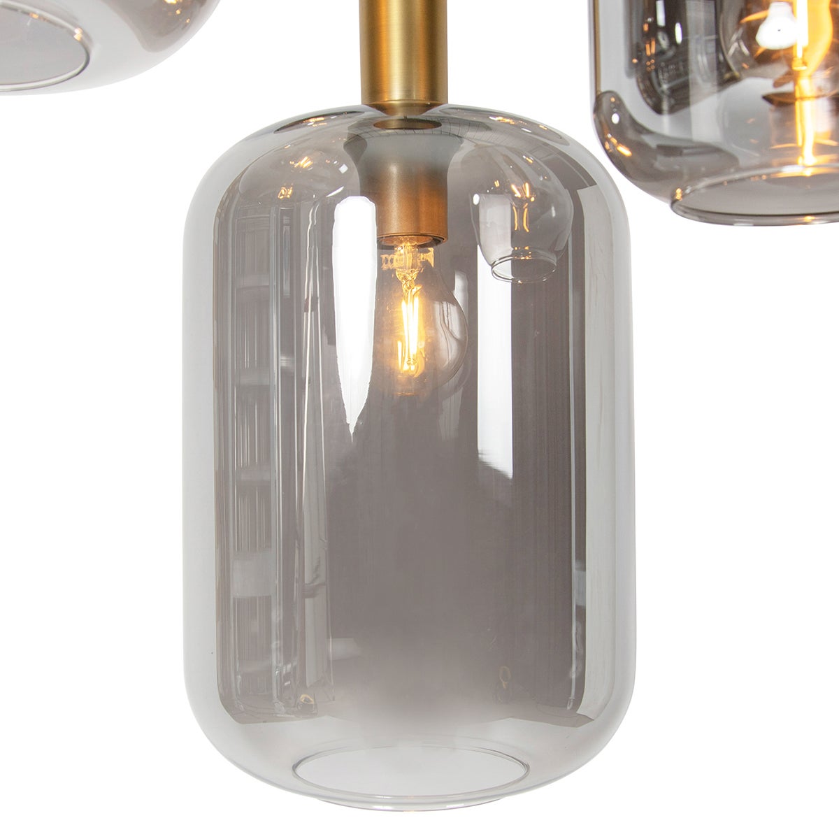 Qazqa art deco lampe suspendue pour table à manger - Zuzanna - noir et fumé, rond, max. 40w, e27, à 5 lumières, 66cm, idéal pour - 7