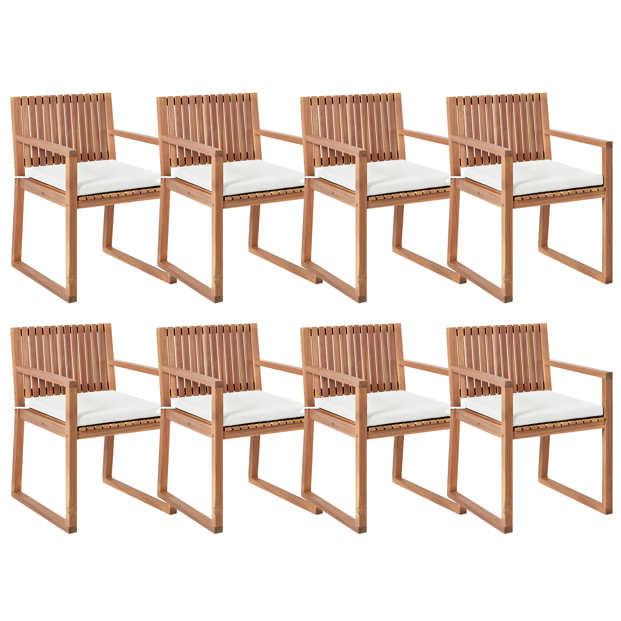Set de 8 scaune de grădină cu perne SASSARI II PREMIUM Lemn de acacia certificat Alb-murdar 8buc
